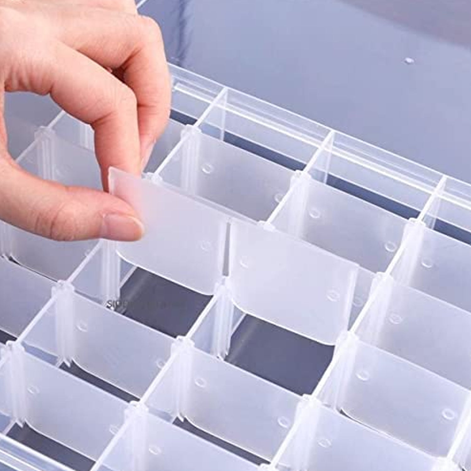 7673 36 Grids Clear Plastic Organizer Box with Adjustable Compartment Dividers, Jewellery Storage Organizer Collection Box (1 pc ) DeoDap 7673 36 Grids Clear Plastic Organizer Box with Adjustable Compartment Dividers, Jewellery Storage Organizer Collection Box (1 pc ) DeoDap